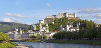 Old Town of Salzburg across Salzach river