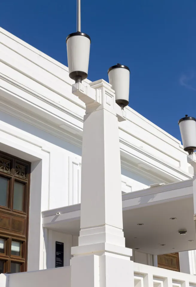 facade detail with lanterns