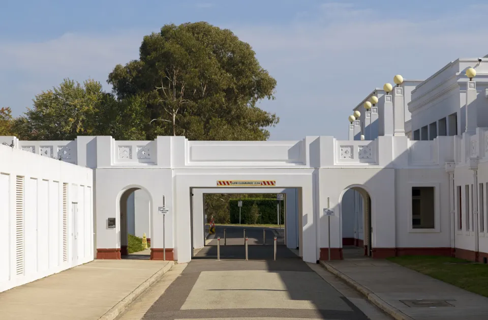 Old Parliament House, rear entrance with access bridge