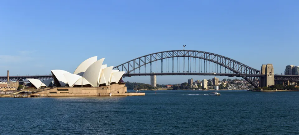 Sydney Opera House and Harbour Bridge, east elevation