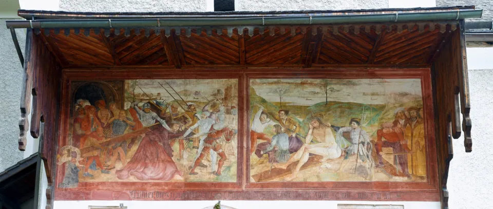 Parish Church of Mary at the Mountain, fresco painting above the main portal