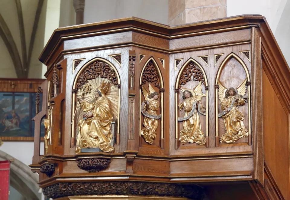 Parish Church of Mary at the Mountain, pulpit detail