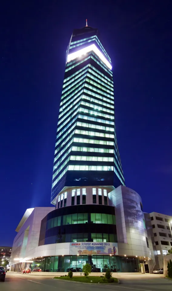 Avaz Twist Tower, at night
