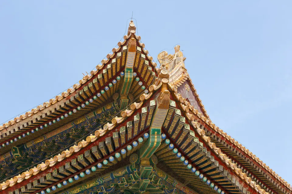 Forbidden City, Gate of Supreme Harmony, roof detail Forbidden City, Gate of Supreme Harmony, roof detail