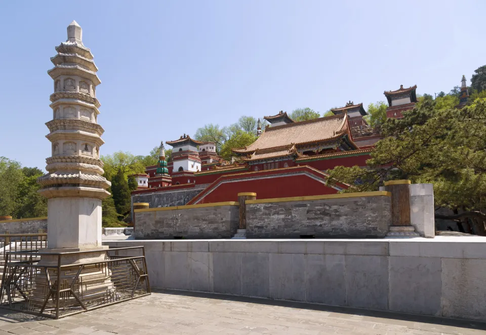New Summer Palace, Four Great Regions Complex, with the ruins of the Pine Hall in the foreground