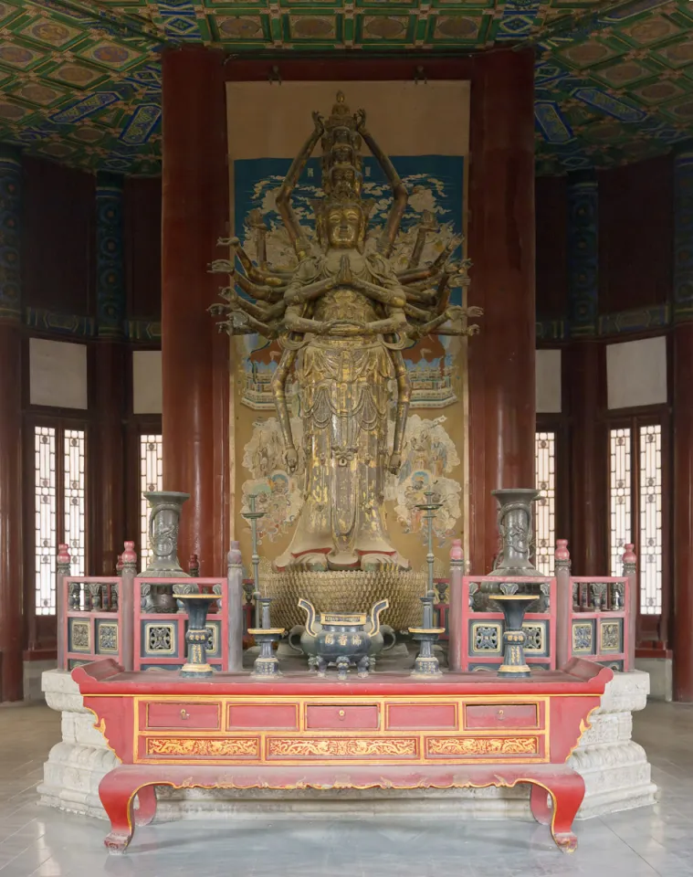 New Summer Palace, Pavilion of Buddhist Incense, statue of the Thousand-Armed Guanyin Bodhisattva