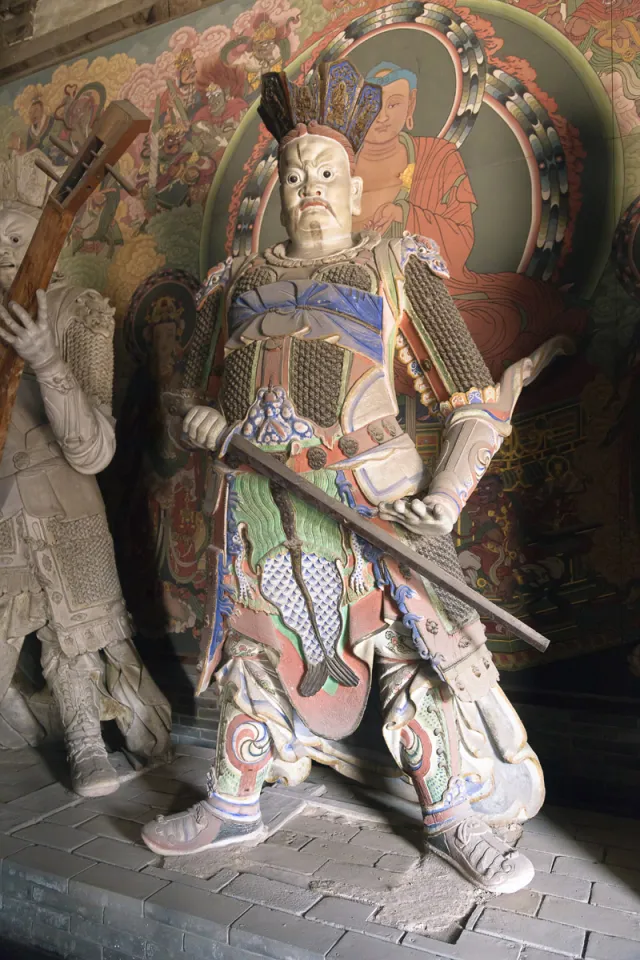 Shanhua Temple, Precious Hall of the Great Hero, statue of a guardian deity