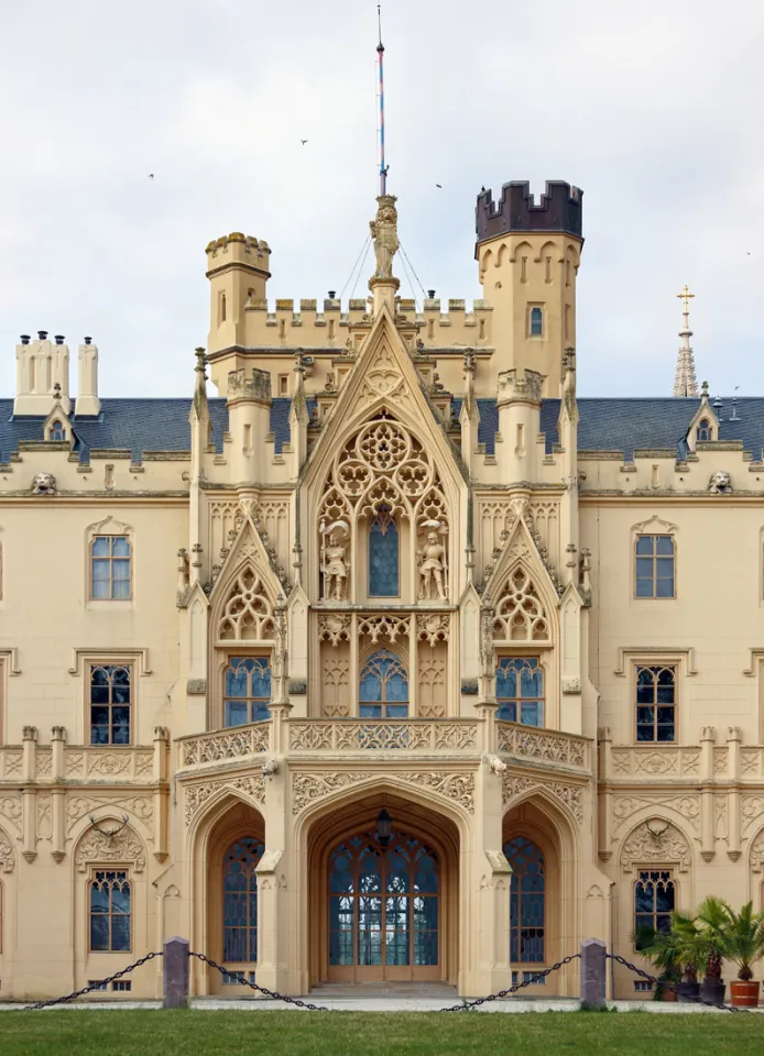 Lednice Castle, central structure of the north facade