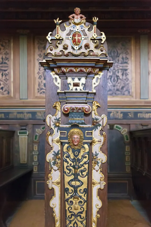 Kronborg Castle, chapel, detail of a pew
