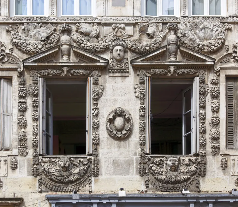 Maillard House, facade detail with windows