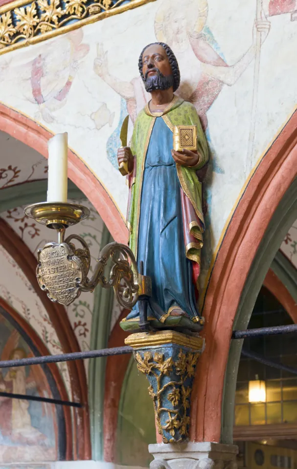 Holy Spirit Hospital, statue of Saint Bartholomew on the rood screen