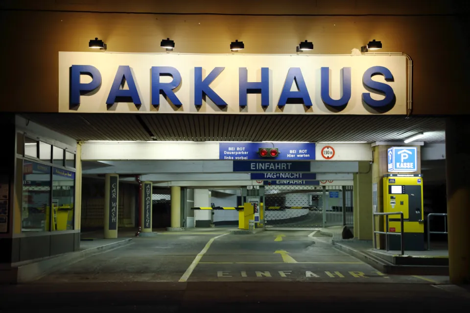 Car Park Entrance by Night