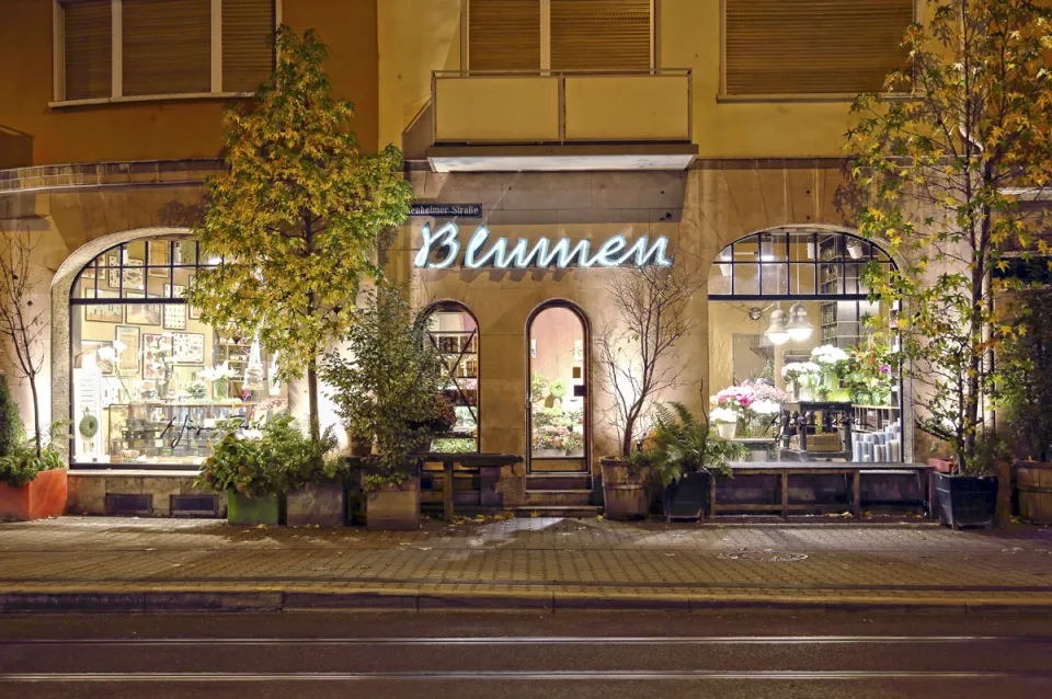 Flower shop by night