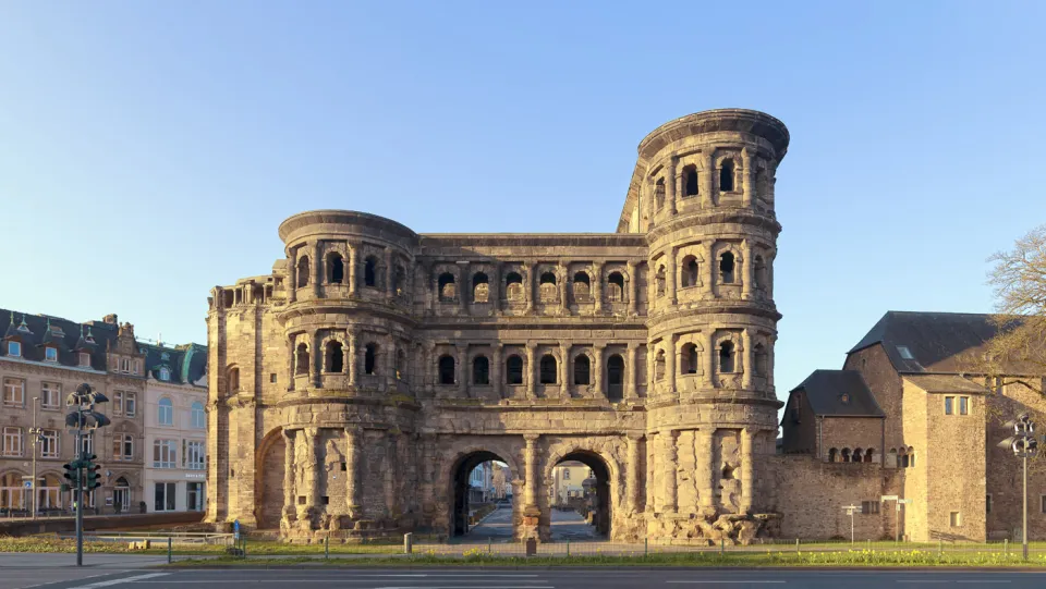 Porta Nigra, field side at sunrise