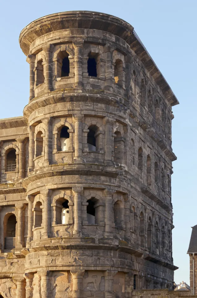 Porta Nigra, facade detail of the fieldside