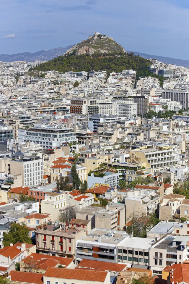 Athens, view to Mount Lycabettus from Acropolis