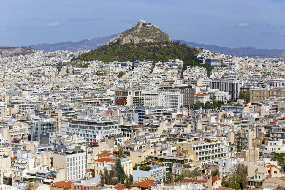 Athens, view to Mount Lycabettus from Acropolis