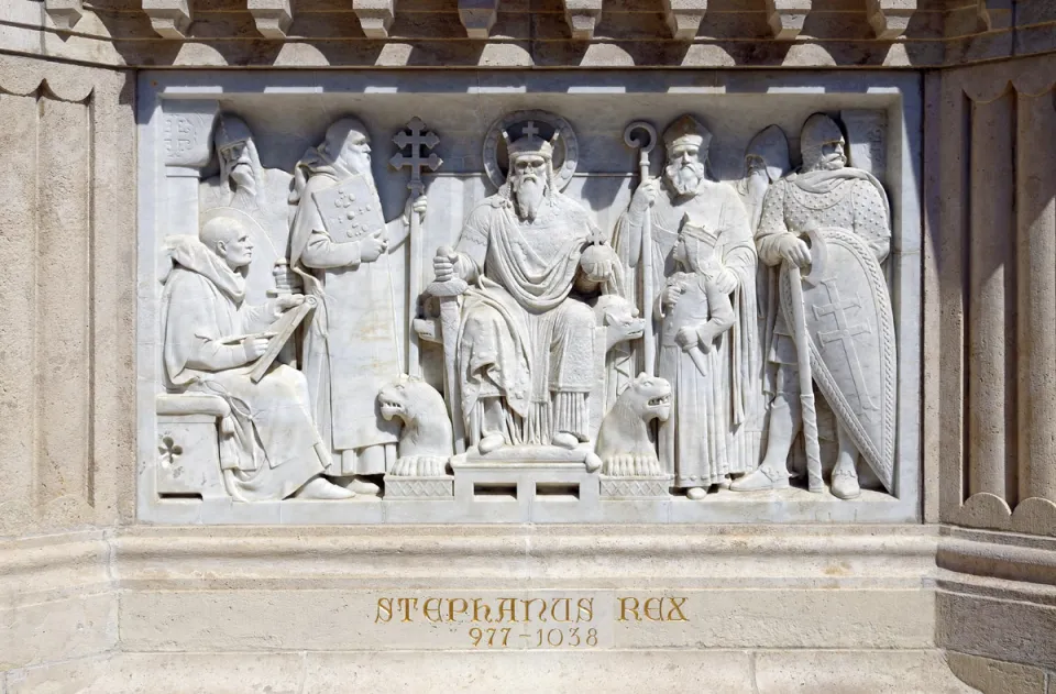 Fisherman's Bastion, Equestrian Statue of St. Stephen, western relief