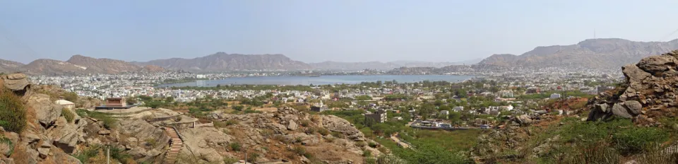 Ajmer and Anasagar Lake, view from Pushkar Road