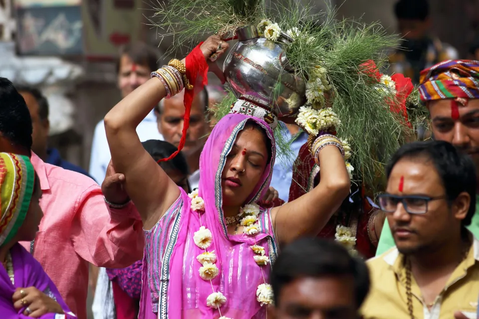 Woman at the Gangaur festival procession