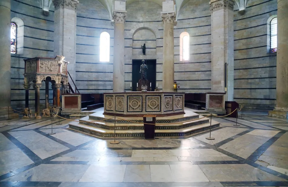 Baptistery of St. John, baptismal font and pulpit