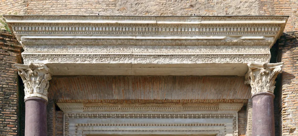 Roman Forum, Temple of Romulus, architrave of the portico