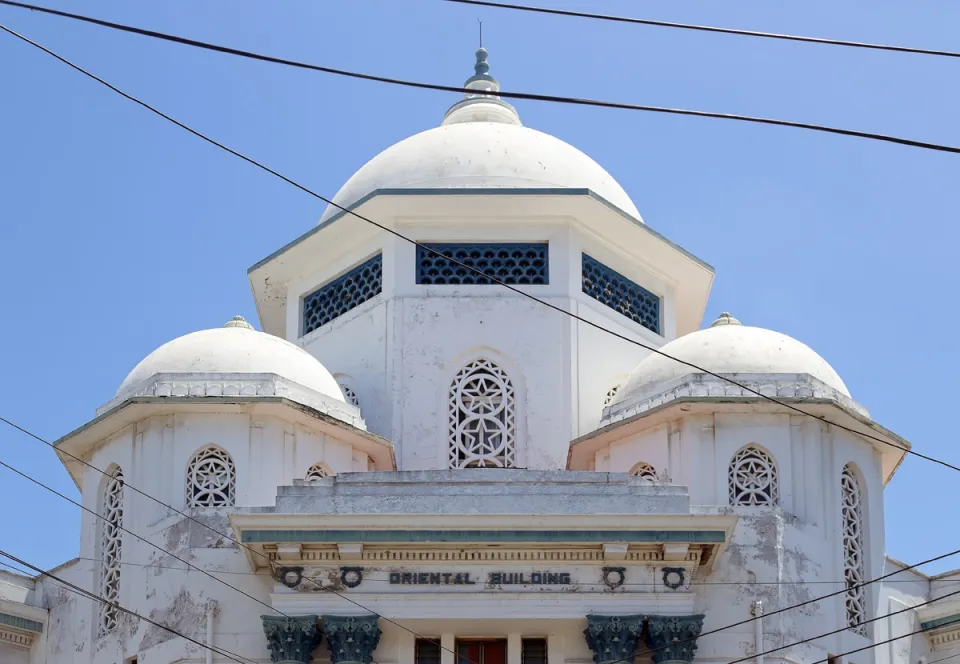 Oriental Building, triple-towered roof of the frontispiece