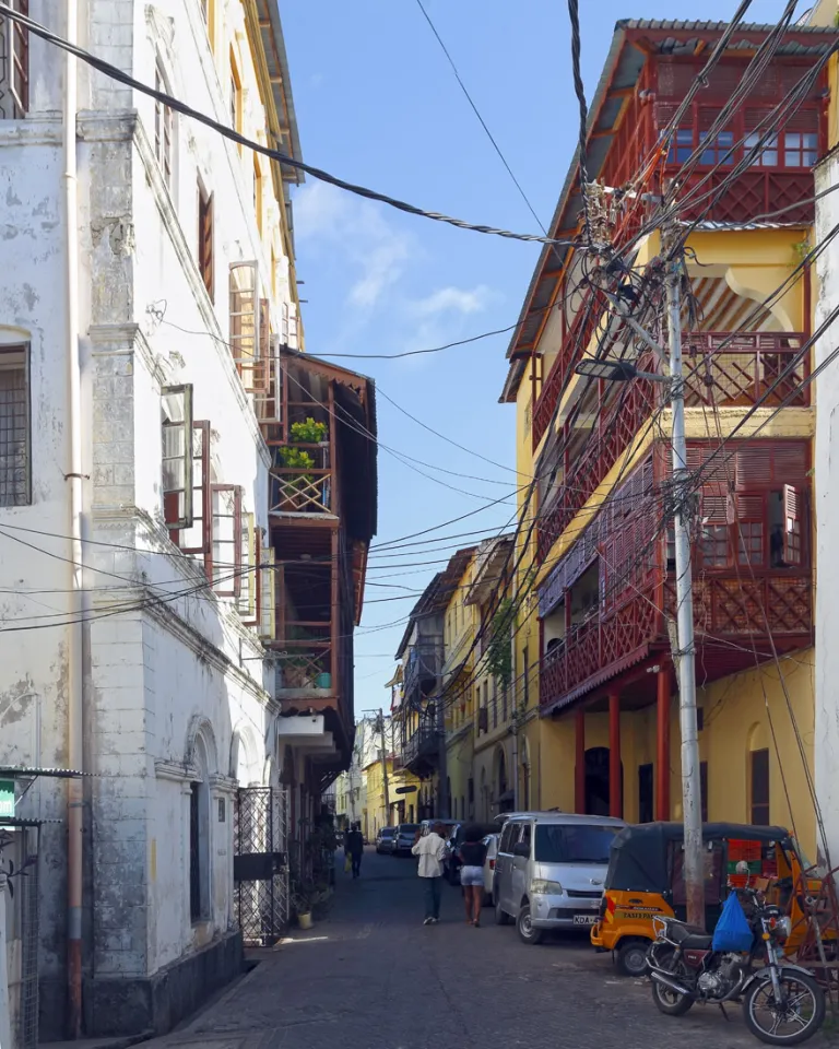 Sir Mbarak Hinawy Road in the old town of Mombasa