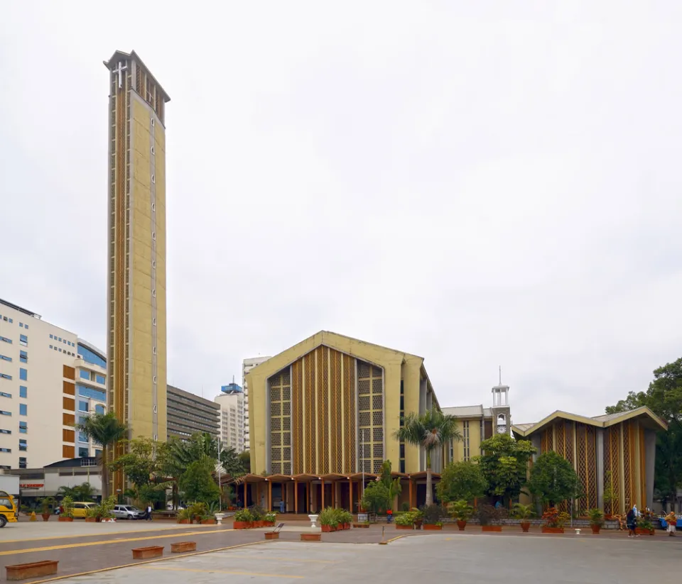 Cathedral Basilica of the Holy Family, southwest elevation