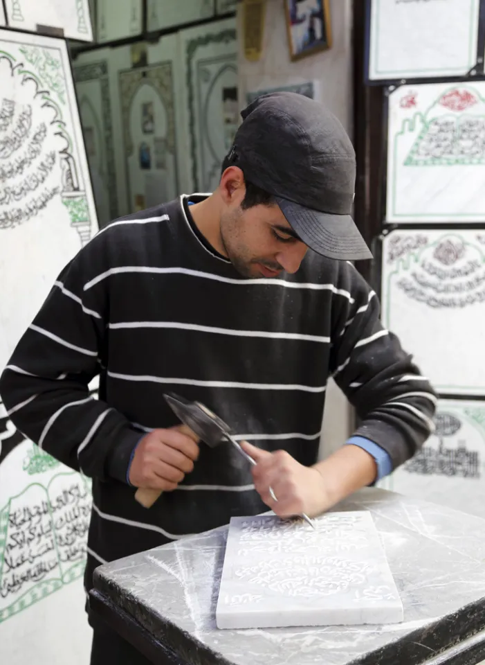 Stonemason in the medina of Fes