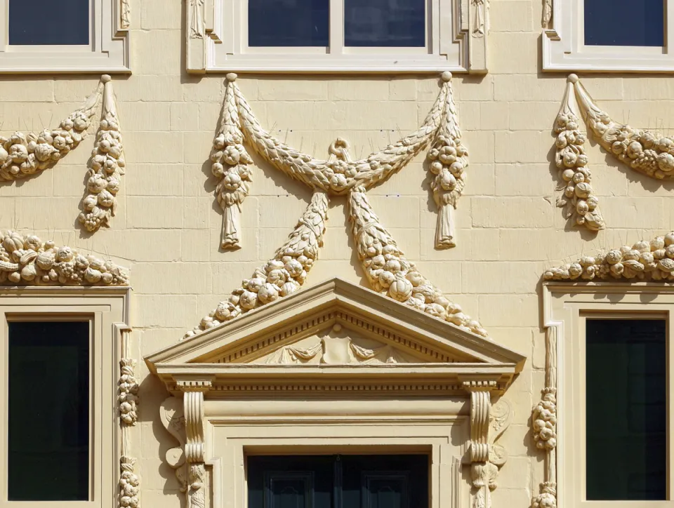 Mauritshuis, detail of the south facade witch stucco decoration