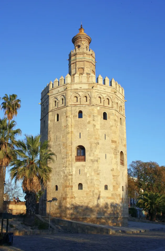 Tower of Gold, west elevation at sundown