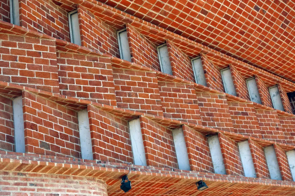 Church of Atlántida, facade detail with small window openings