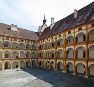 Eggenberg Palace, arcades of the courtyard