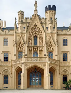 Lednice Castle, central structure of the north facade