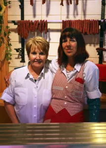 Saleswomen of at butcher shop