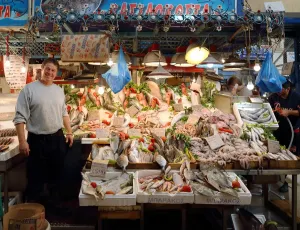 Fishmonger at Athens Central Municipal Market
