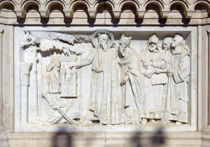 Fisherman's Bastion, Equestrian Statue of St. Stephen, eastern relief