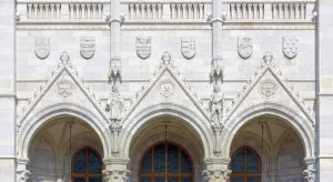 Hungarian Parliament Building, facade detail eastern entrance