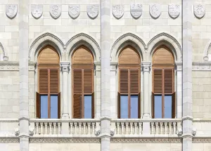 Hungarian Parliament Building, windows of the left wing of the east facade