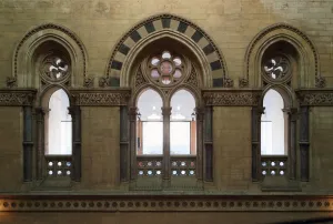 Chhatrapati Shivaji Terminus, windows at the staircase