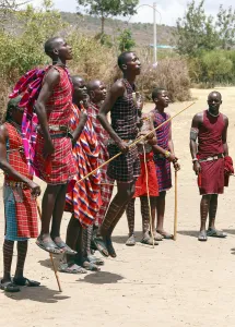 Maasai performing traditional jumping dance