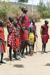Maasai performing traditional jumping dance