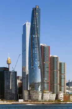 Crown Sydney, northwest elevation, next to One Sydney Harbour and the International Towers