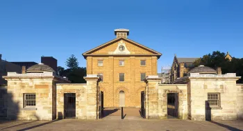 Hyde Park Barracks, with gate and gate lodges