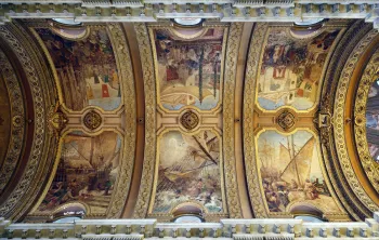 Candelaria Church, ceiling of the nave with fresco paintings