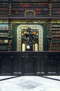 Royal Portuguese Cabinet of Reading, reading room, desk and bust of Luís de Camões