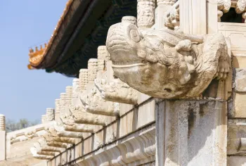 Forbidden City, Gate of Supreme Harmony, dragon sculptures of the marble terrace
