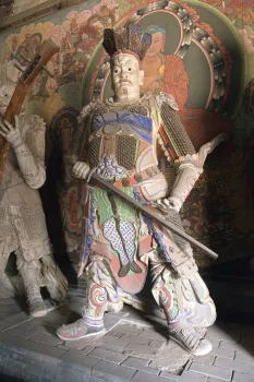 Shanhua Temple, Precious Hall of the Great Hero, statue of a guardian deity