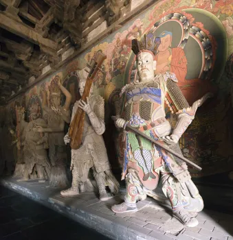 Shanhua Temple, Precious Hall of the Great Hero, statues of guardian deities